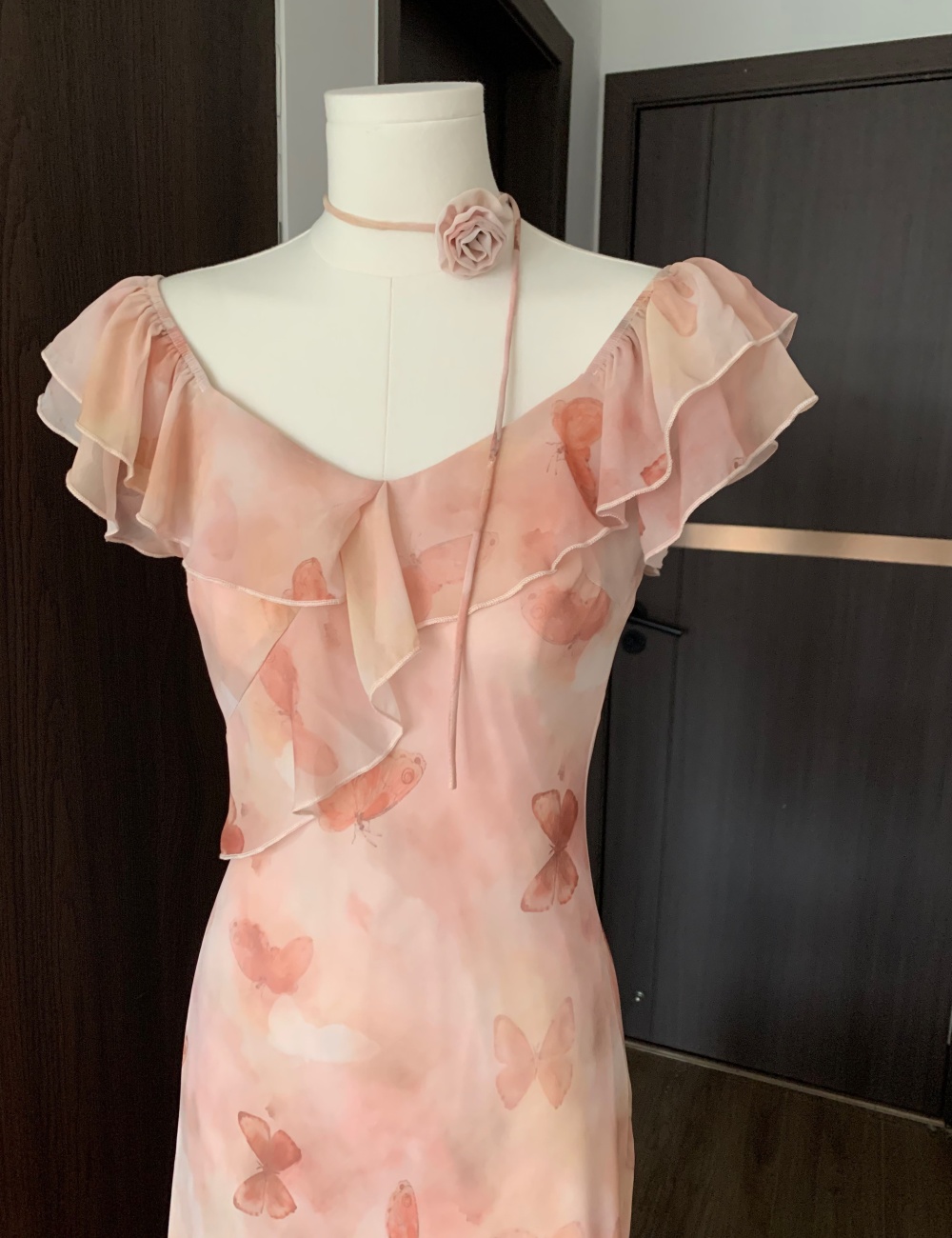 Temperament V-neck France style butterfly dress for women