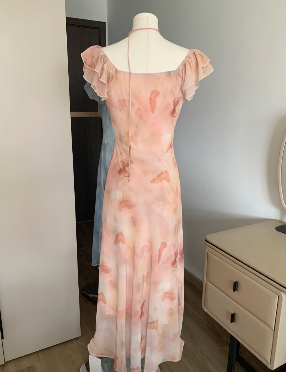 Temperament V-neck France style butterfly dress for women