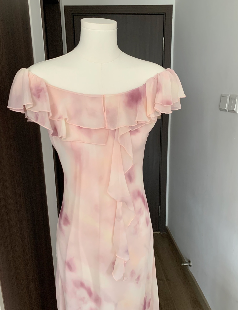 Blooming slim long dress chiffon floral dress for women