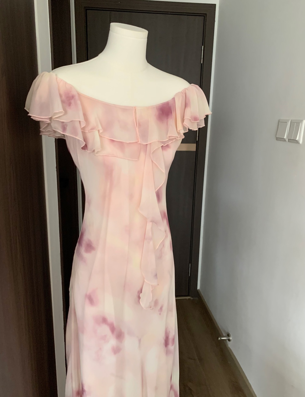 Blooming slim long dress chiffon floral dress for women
