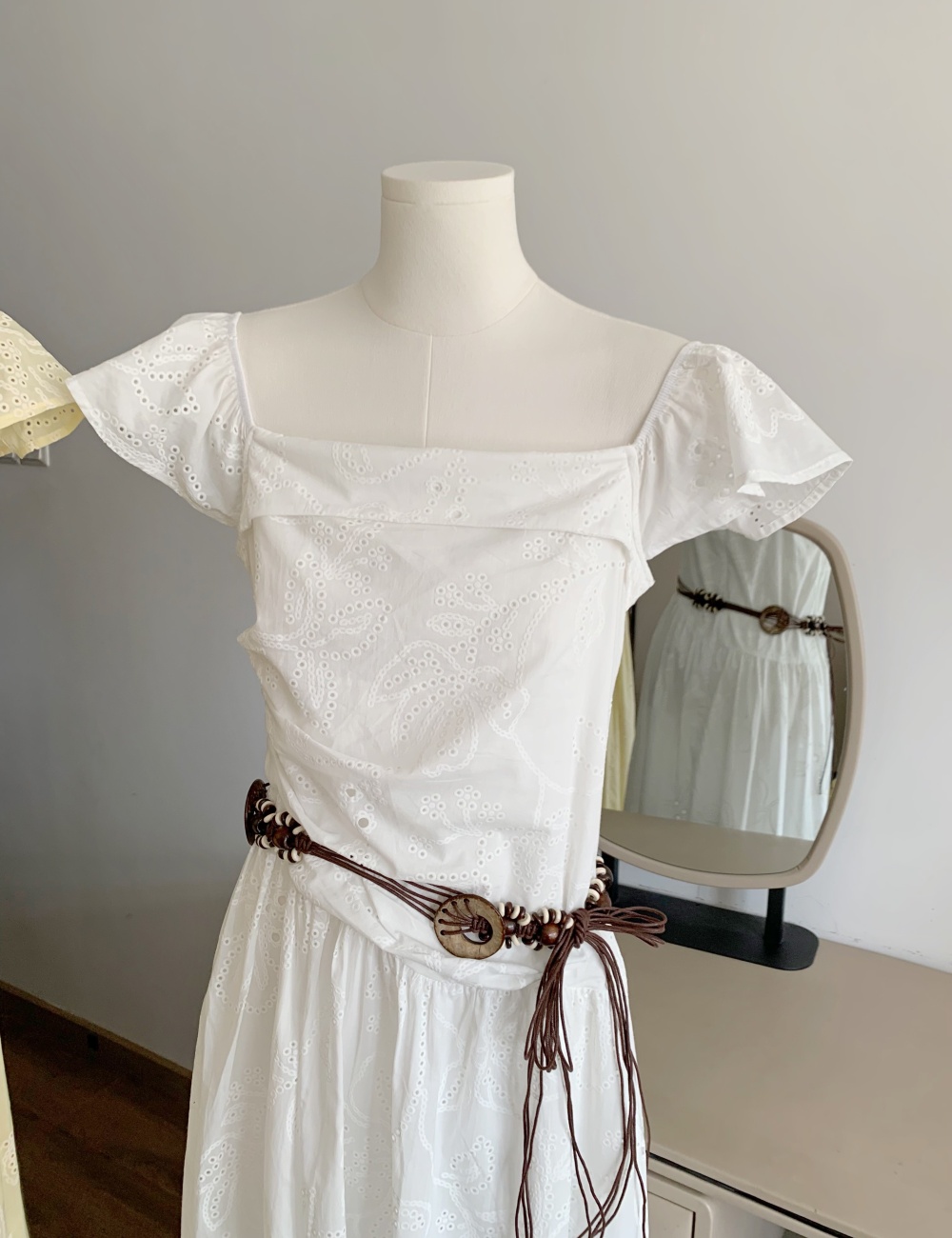 France style square collar dress temperament accessories