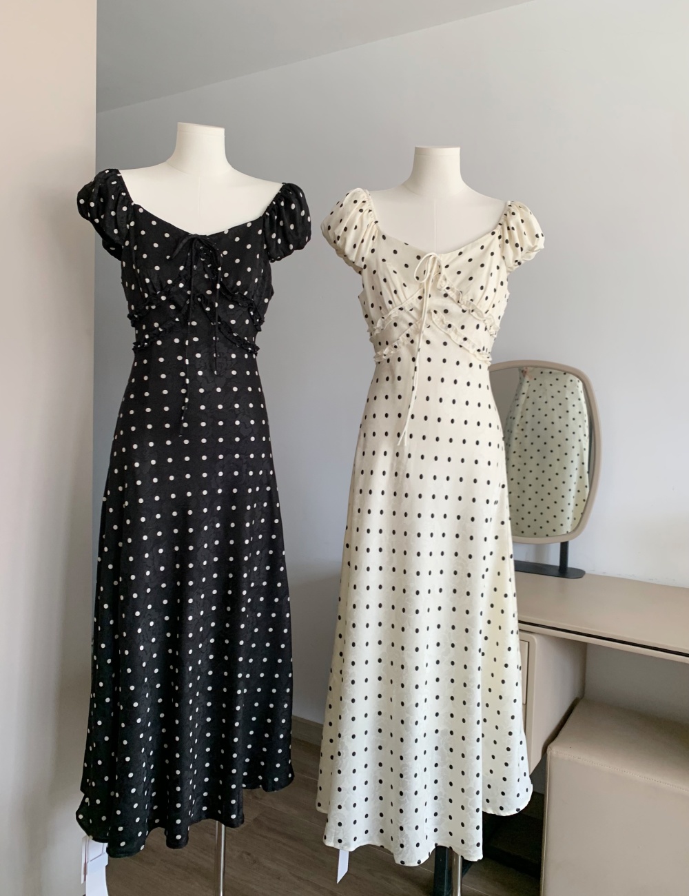 Summer polka dot dress temperament long dress for women