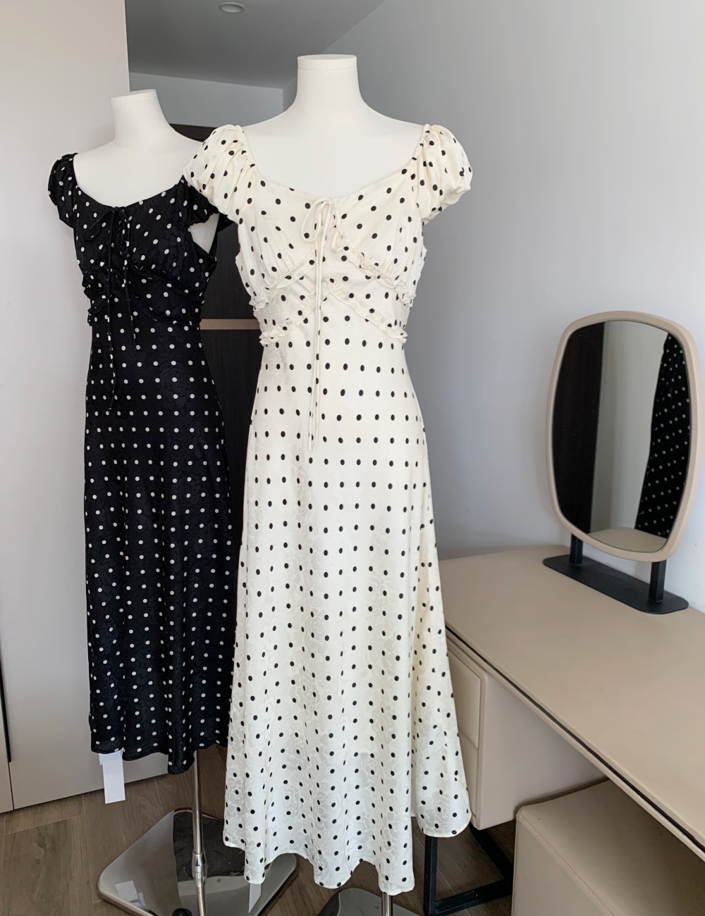 Summer polka dot dress temperament long dress for women