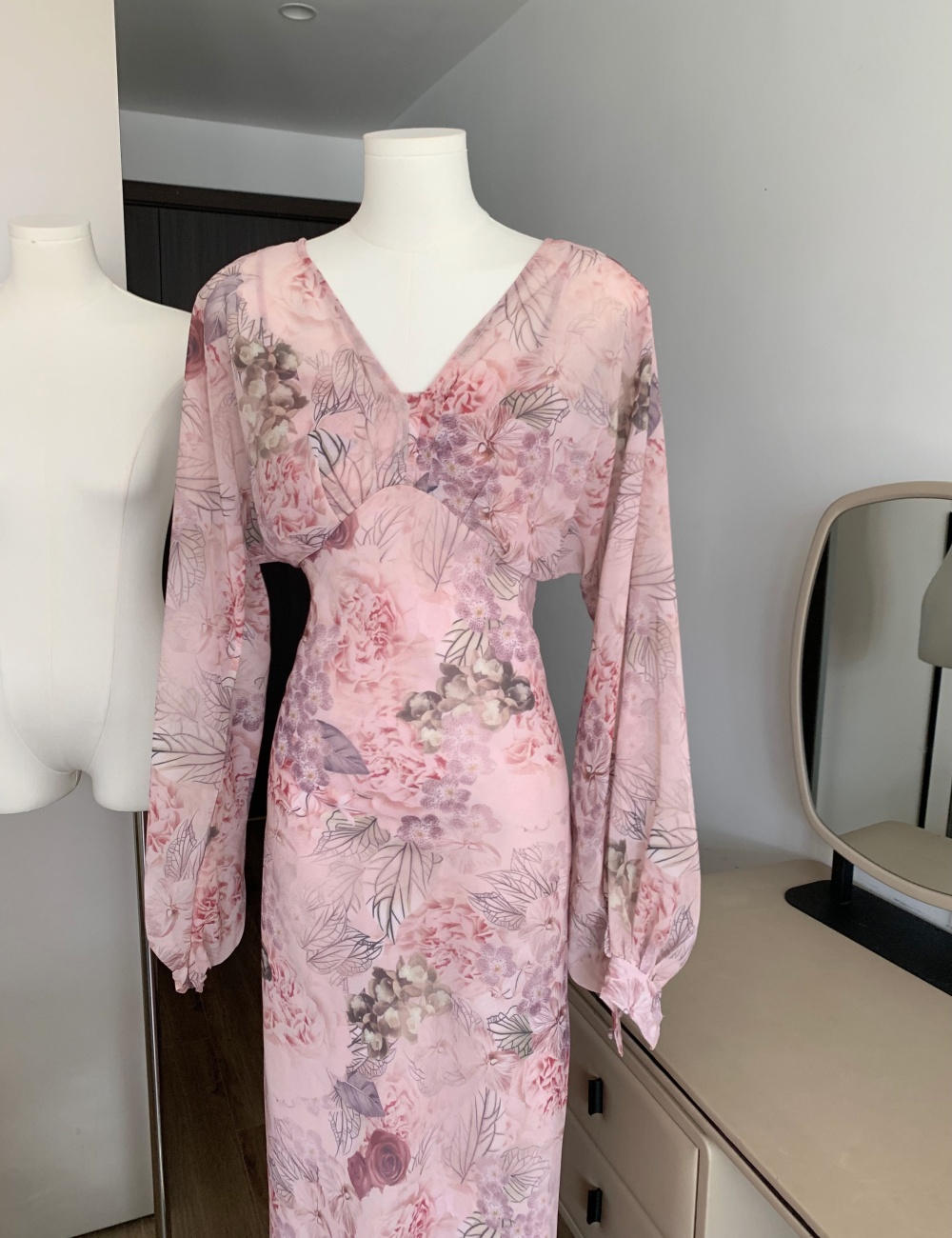 Vacation pinched waist long dress lotus leaf edges dress