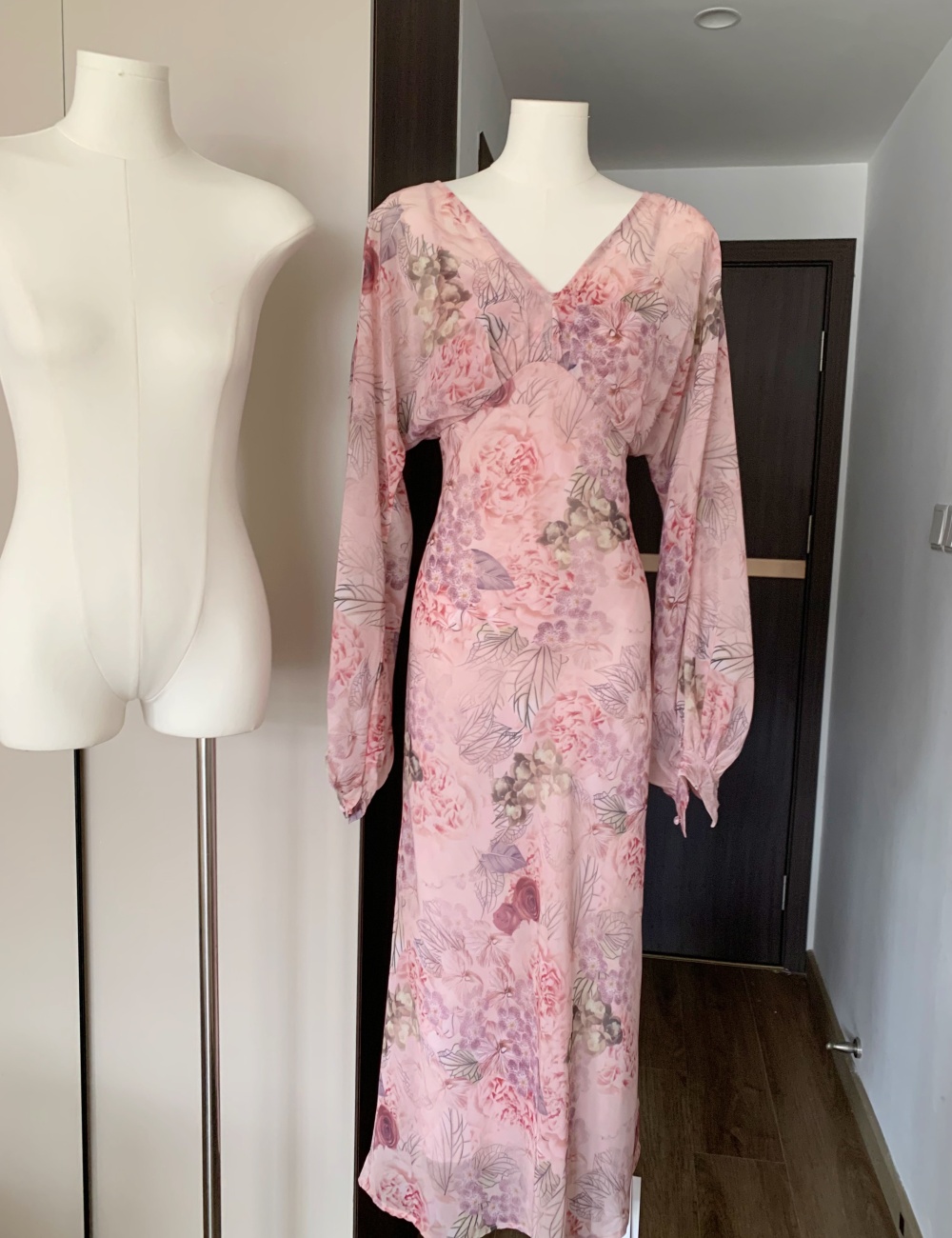 Vacation pinched waist long dress lotus leaf edges dress