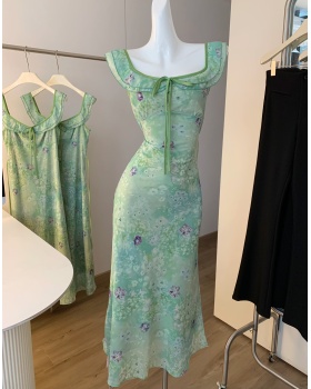 Floral France style chiffon niche dress