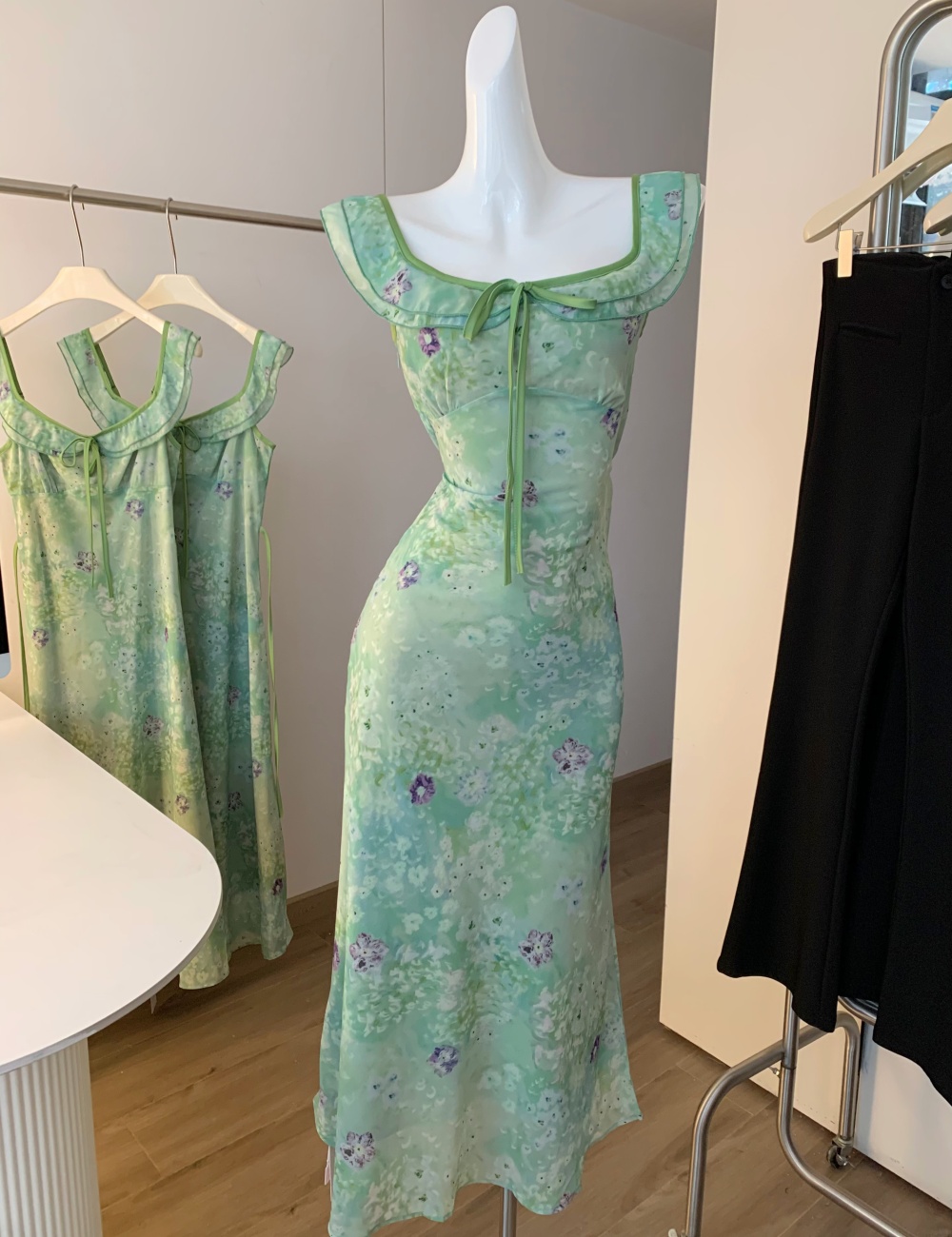 Floral France style chiffon niche dress