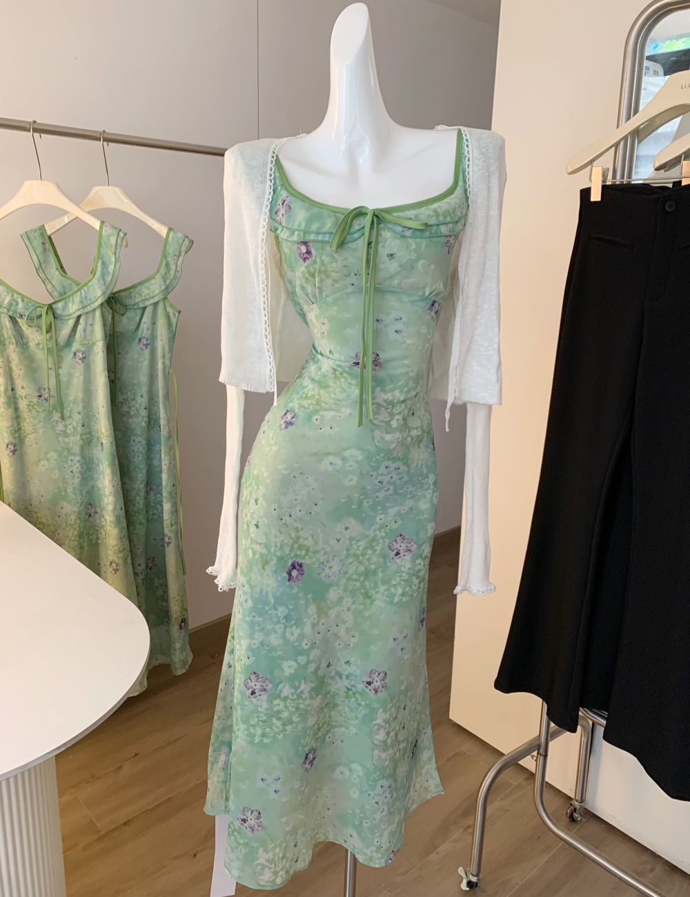Floral France style chiffon niche dress