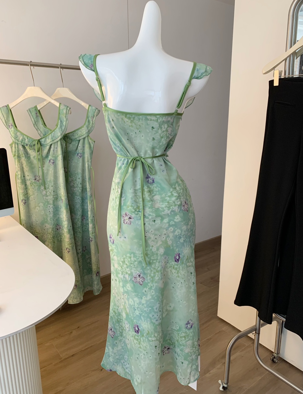 Floral France style chiffon niche dress