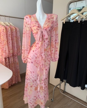 France style V-neck dress tender long dress for women