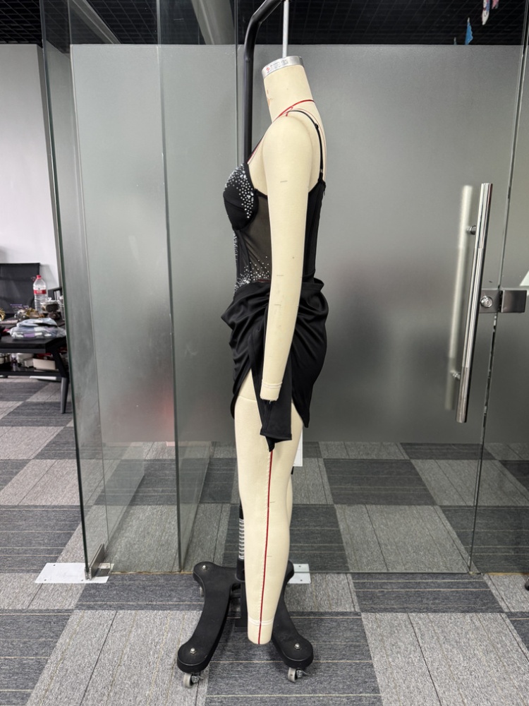 Perspective sling European style pinched waist elasticity dress
