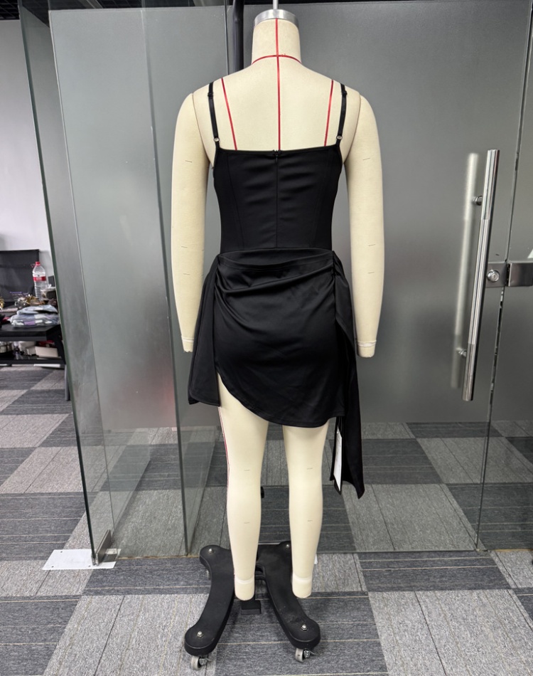 Perspective sling European style pinched waist elasticity dress