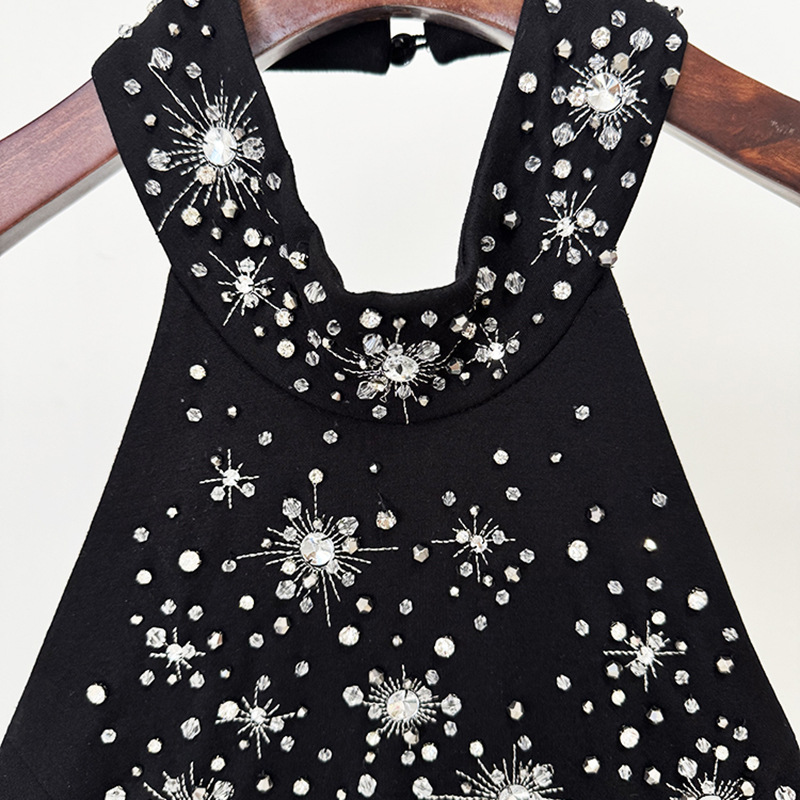 Rhinestone halter formal dress beading elasticity dress