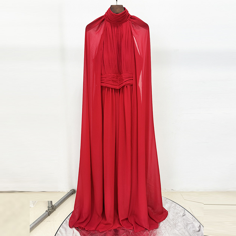 Pleated fashion long dress elegant formal dress