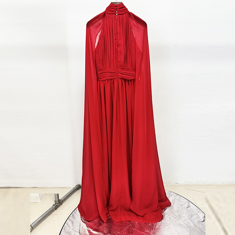 Pleated fashion long dress elegant formal dress