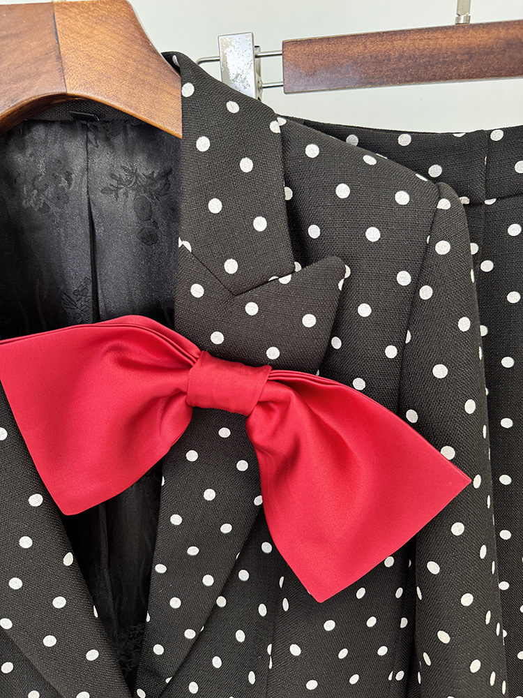 Bow decoration long pants European style jacket 2pcs set