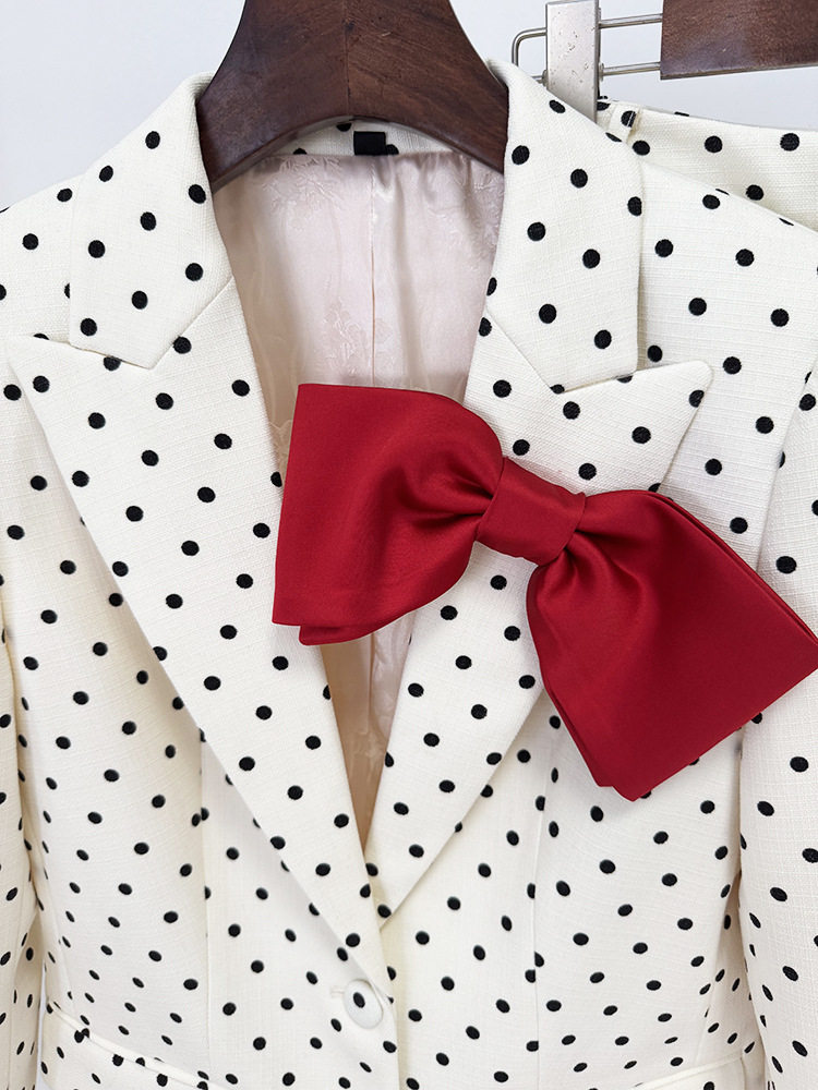 Bow decoration long pants European style jacket 2pcs set