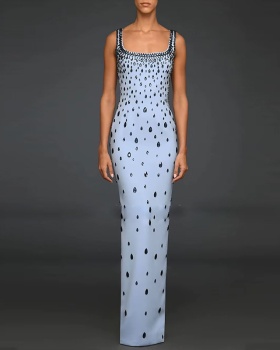 Long fashion long dress European style elasticity dress