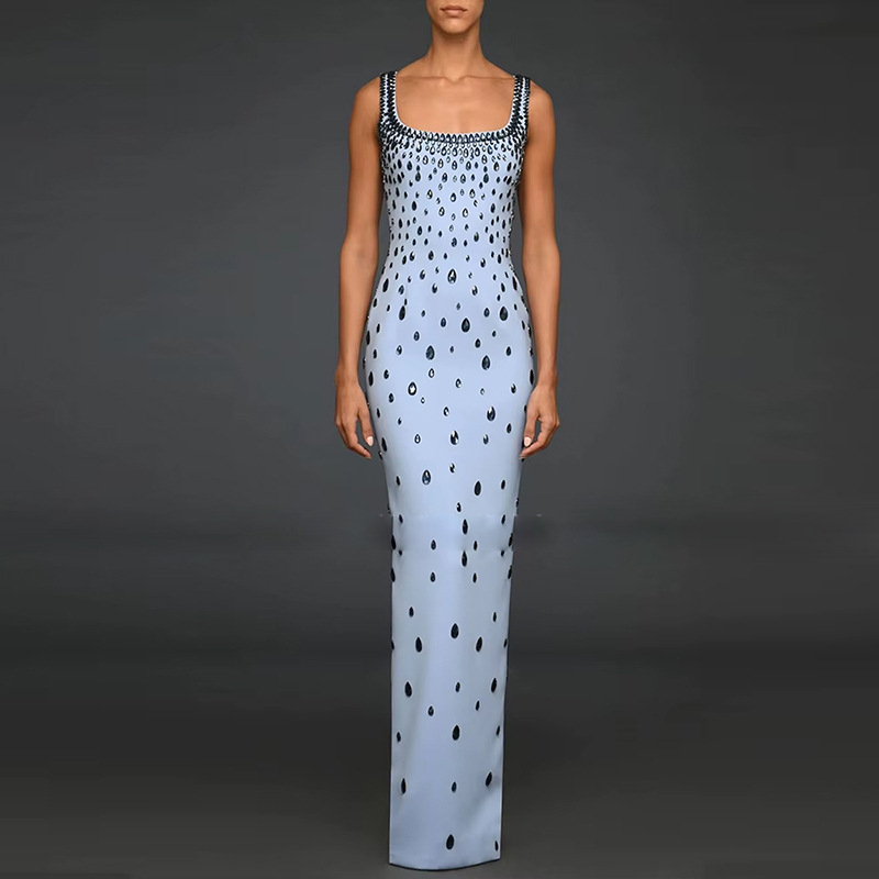 Long fashion long dress European style elasticity dress