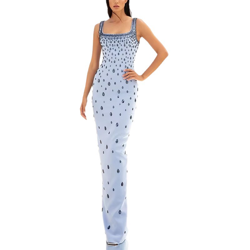Long fashion long dress European style elasticity dress
