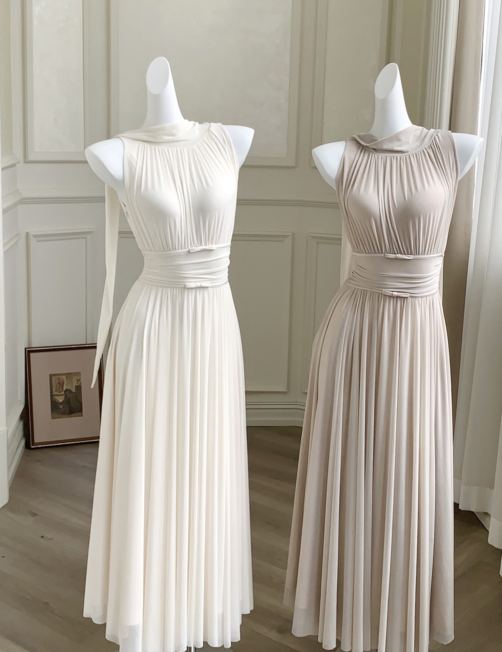 Gauze elasticity tender dress streamer bow long dress