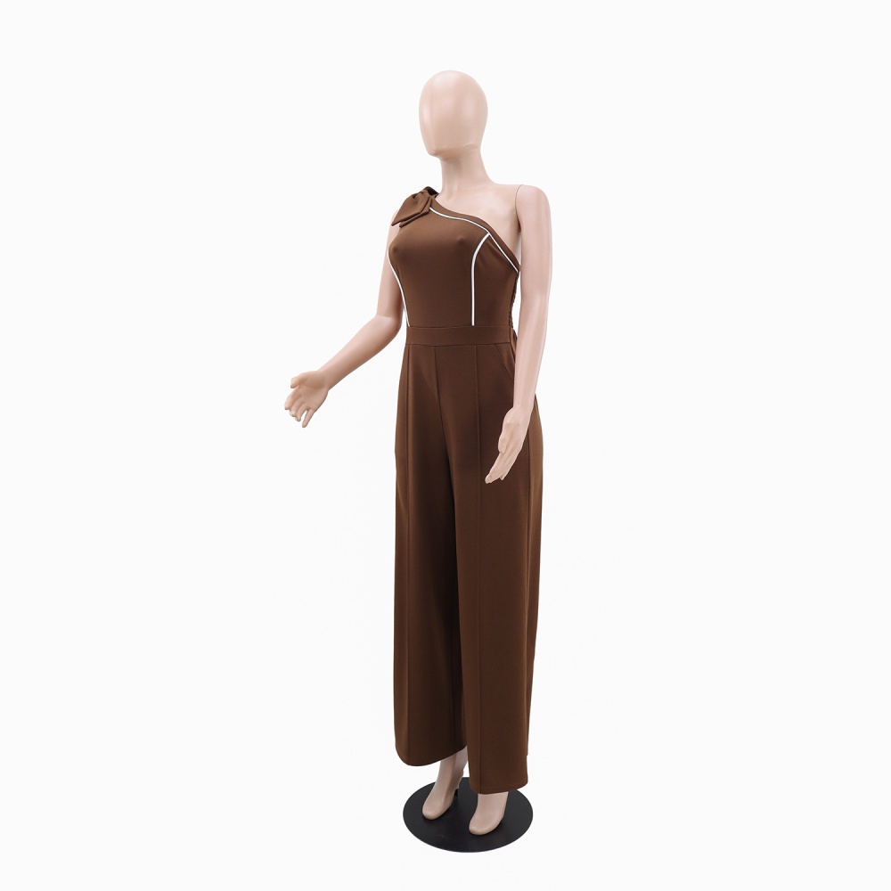 Shoulder pure bow European style Casual jumpsuit