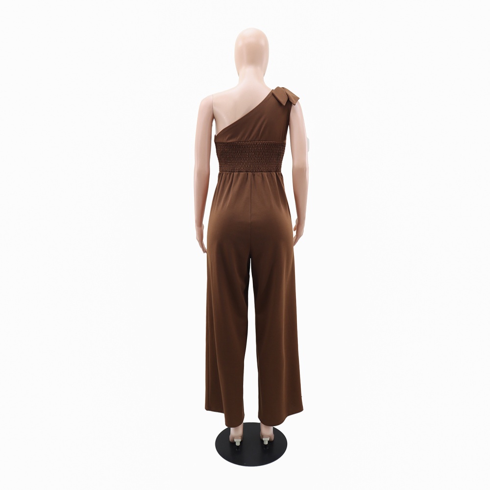 Shoulder pure bow European style Casual jumpsuit