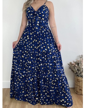 European style vacation printing dress for women