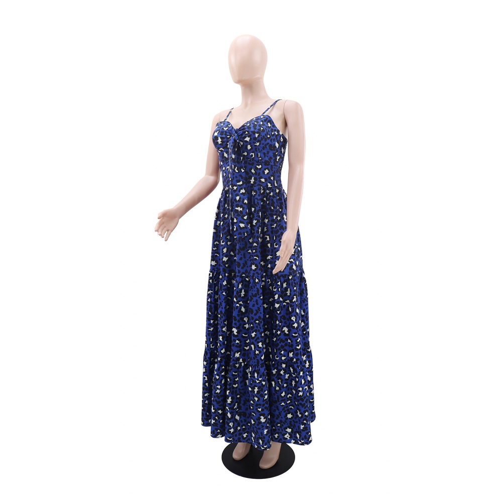 European style vacation printing dress for women