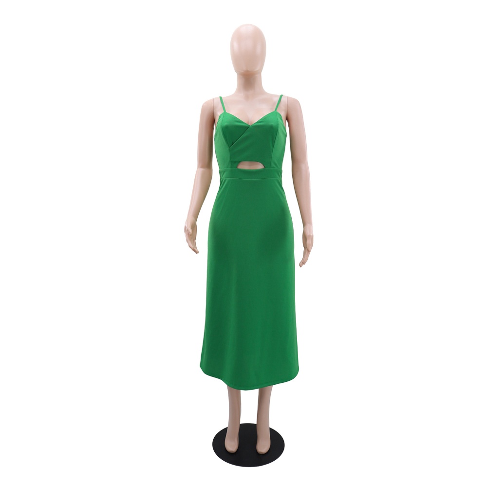 Casual European style sling pure hollow dress for women