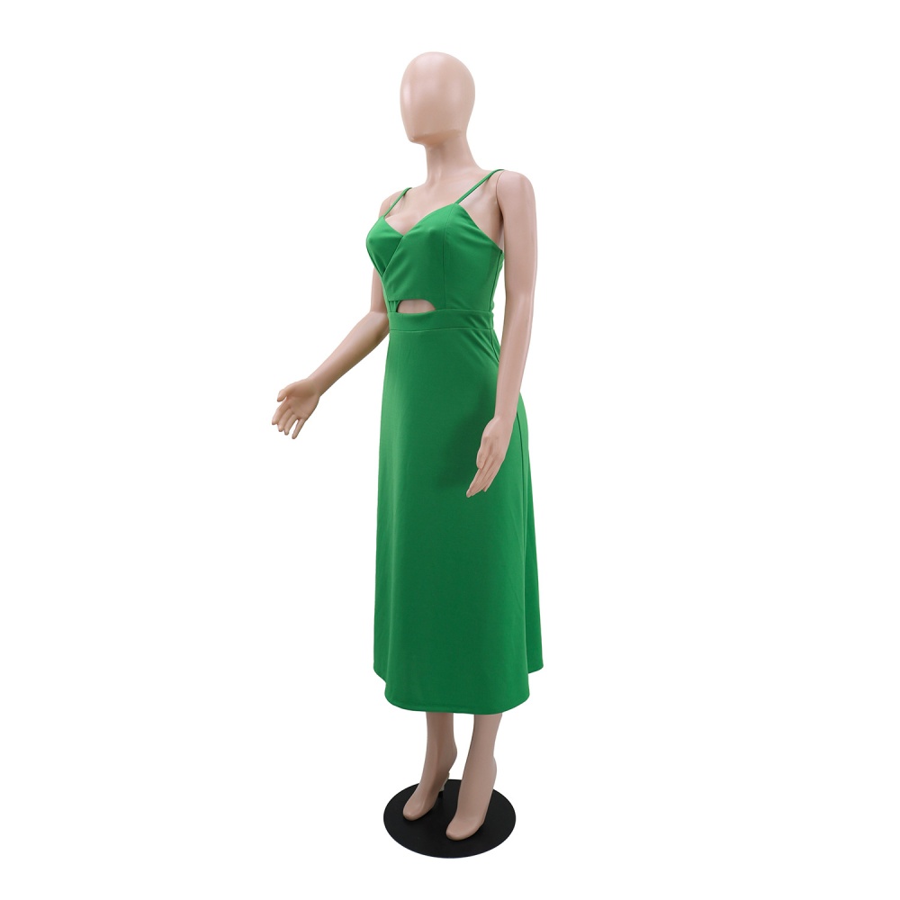 Casual European style sling pure hollow dress for women