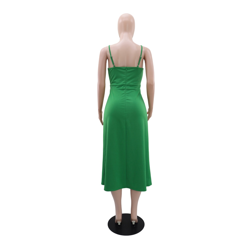 Casual European style sling pure hollow dress for women