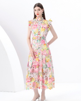 Lace sleeveless corset long court style dress