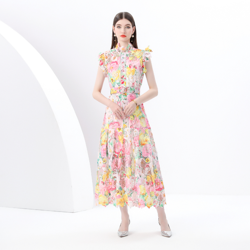 Lace sleeveless corset long court style dress