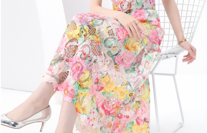Lace sleeveless corset long court style dress