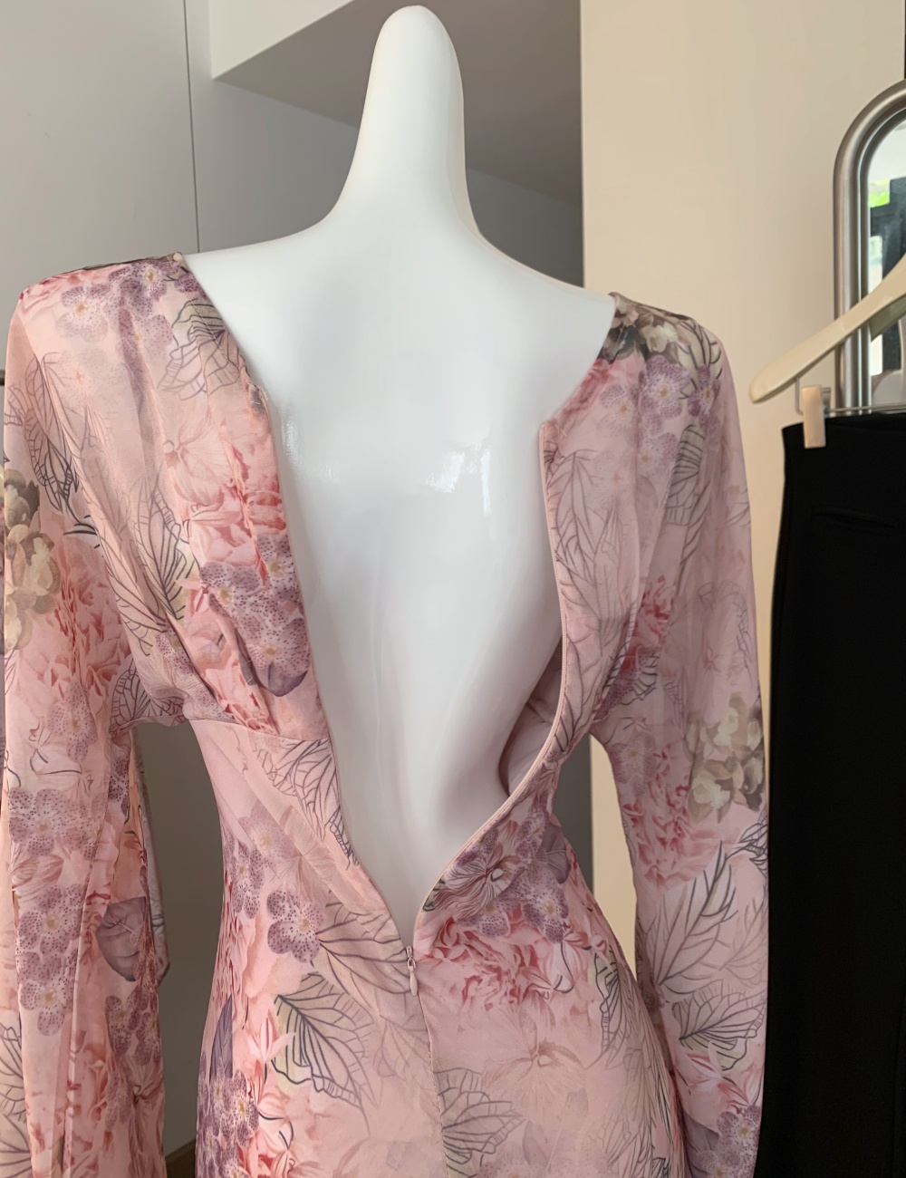 Slim blooming printing long dress temperament V-neck dress