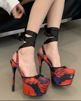 Bandage high-heeled platform ballet European style sandals