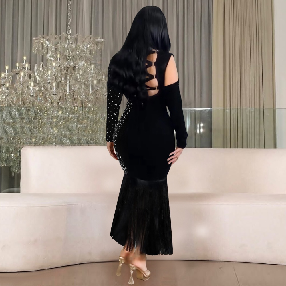 European style long sleeve sexy dress for women