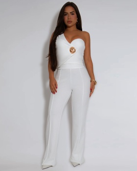 Fashion slim long pants European style tops 2pcs set