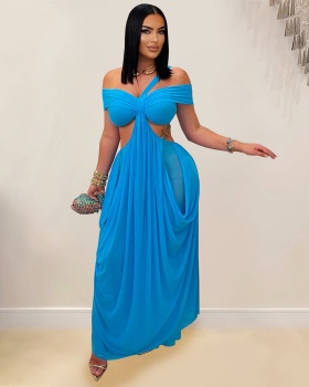 Perspective wrapped chest sexy European style fashion dress