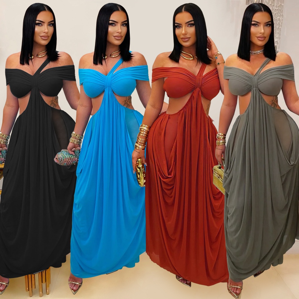Perspective wrapped chest sexy European style fashion dress