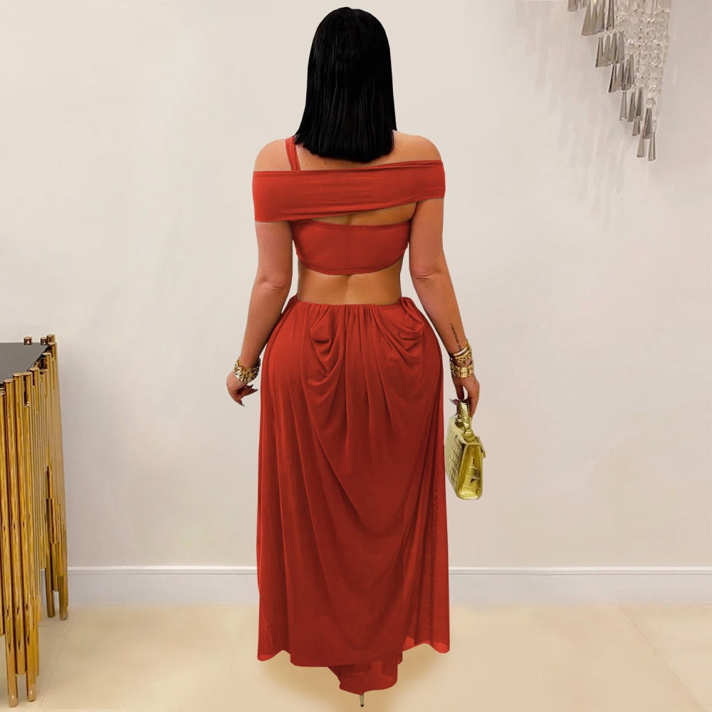 Perspective wrapped chest sexy European style fashion dress