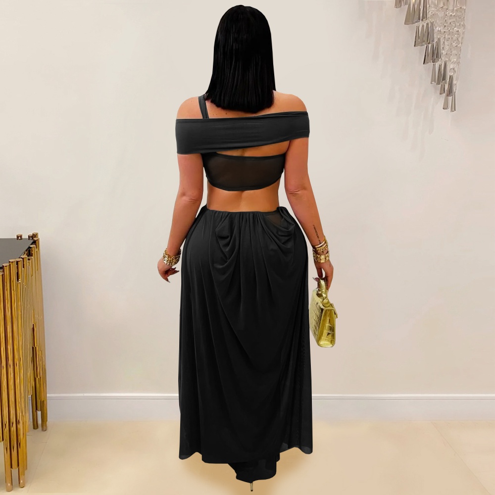 Perspective wrapped chest sexy European style fashion dress