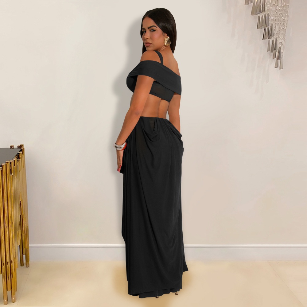 Perspective wrapped chest sexy European style fashion dress