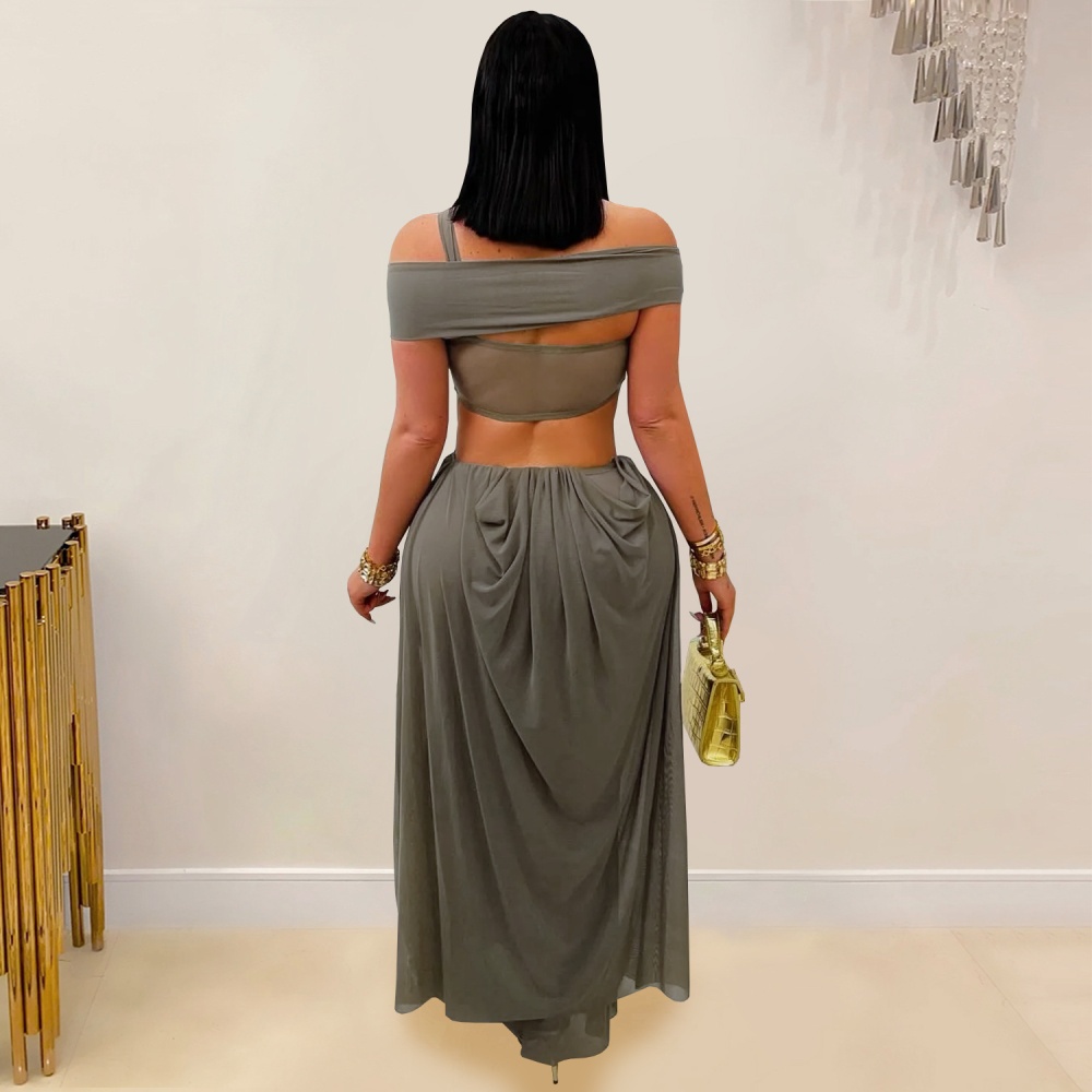 Perspective wrapped chest sexy European style fashion dress