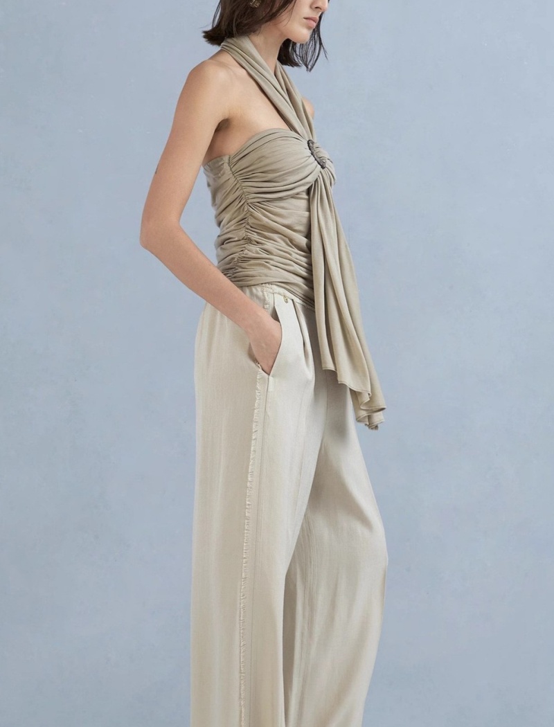 Halter slim summer elegant fold enticement tops for women