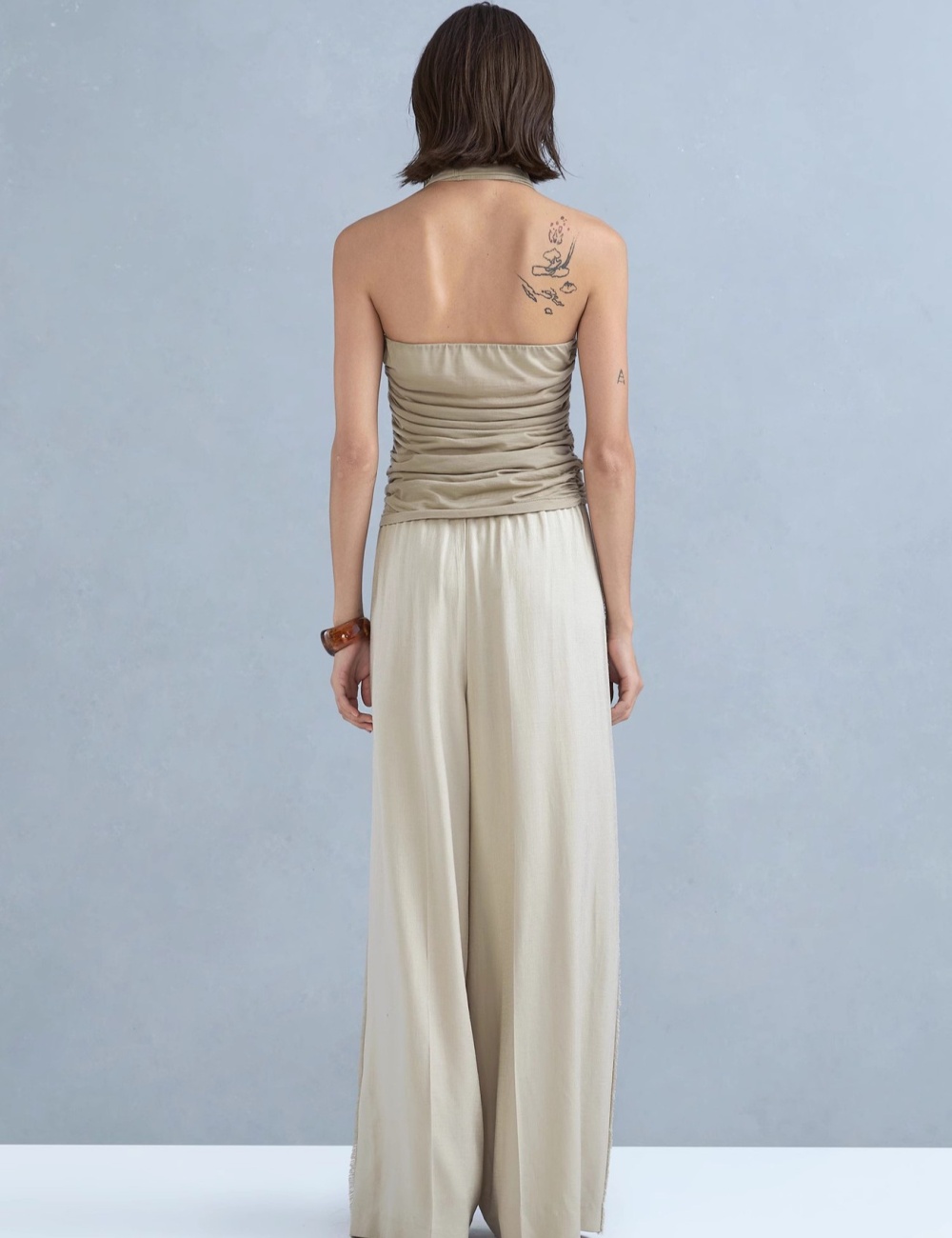 Halter slim summer elegant fold enticement tops for women