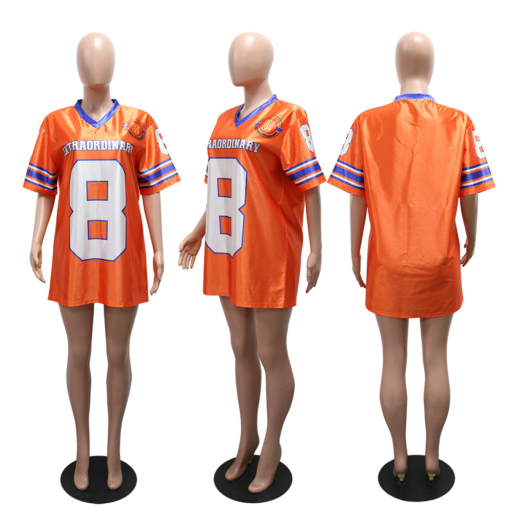 Long round neck T-shirt short sleeve tops