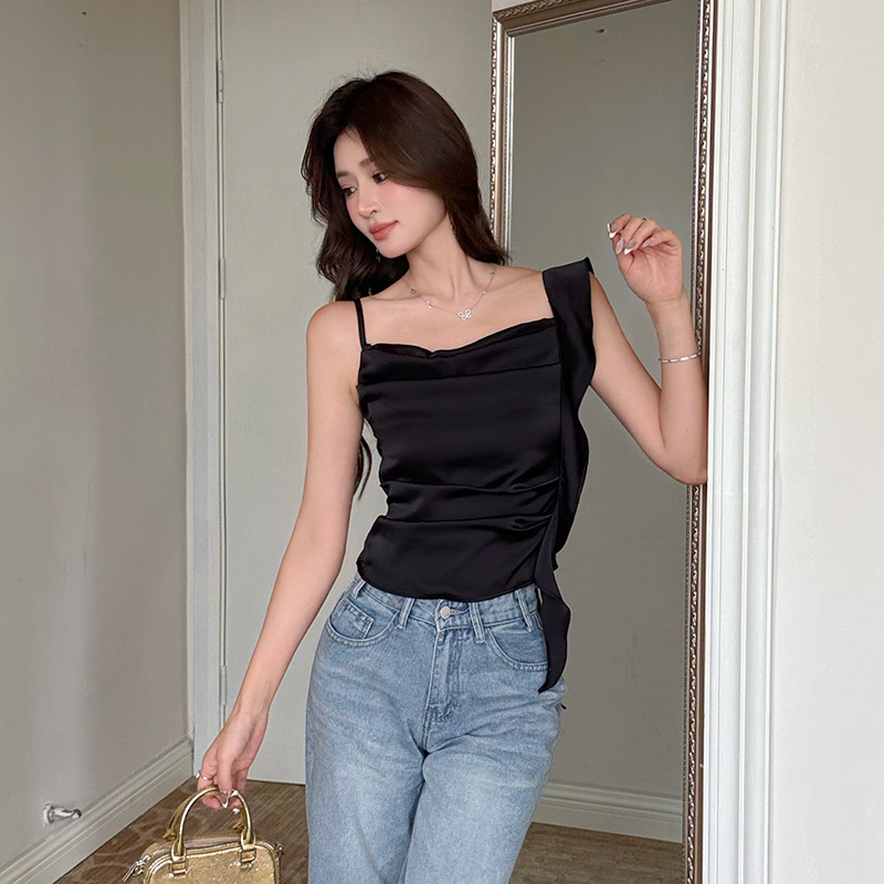 Pinched waist sleeveless banquet tops for women