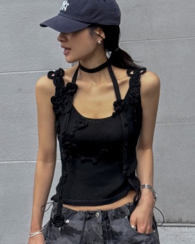 Flowers stereoscopic Korean style scarf knitted sling vest